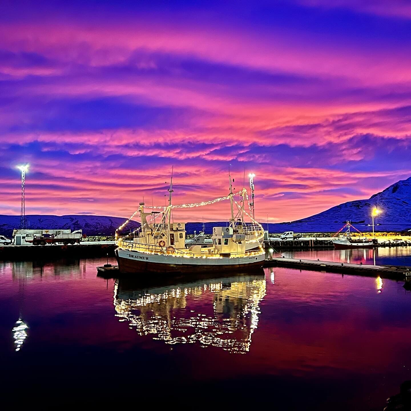 Amazing winter colours of Dalvik north Iceland